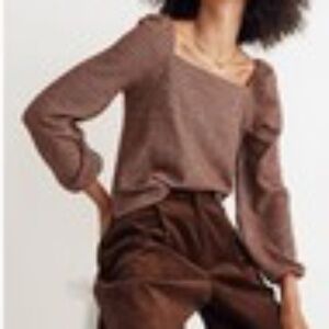 Madewell cotton blend knit jacquard balloon Sleeve Top sz M square neckline